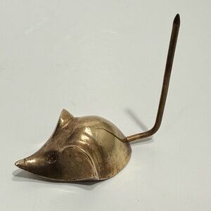 Vintage Brass Mouse Ring Holder or Receipt Spike